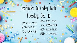 December Birthday Table